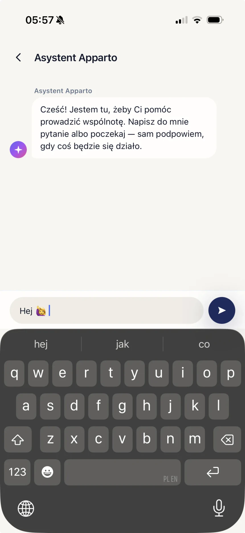 Asystent apparto w aplikacji mobilnej — prowadzi krok po kroku przez obowiązki wspólnoty
